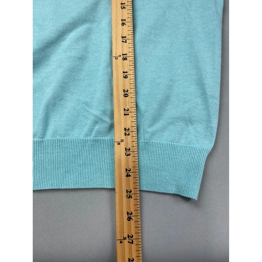 Brooks Brothers‎ Mens V-Neck Sweater Light Blue Supima Cotton Size M Logo Knit